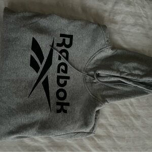 Reebok Gray Pullover Hoodie with Black Logo Detail